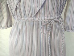 Vintage Grey Dress with Diagonal Layers and Pink/Black/Purple/Blue Stripes Sz 5