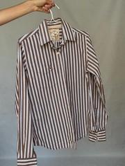 Boyfriend button up shirt,Striped Cotton Shirt, Size S Menswear