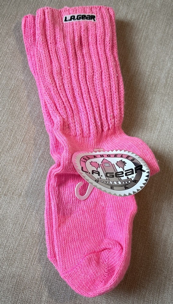 Vintage LA Gear Socks 9-11 Pink Slouch Made USA Retro Aerobics Dance 80s NOS