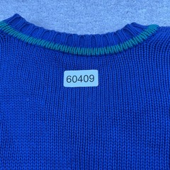 VTG LizSport Women Blue Striped V-Neck Cotton Knit Sweater Size S RN 52002