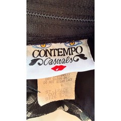 Contempo Casuals Vintage 80s Black Lace Taffeta Bow Dress Sz S Goth Whimsigoth