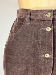 Vintage 1990’s brown corduroy button-front hi-waist short skirt by PATRICK X
