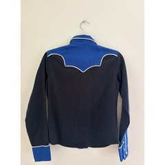 Vintage Panhandle Slim Western Shirt Arrow Embroidered Snap Blue Black Small