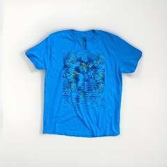 Vintage Y2K Style Ocean Current Blue Surf Hawaiian Ocean Beach T Shirt Size L