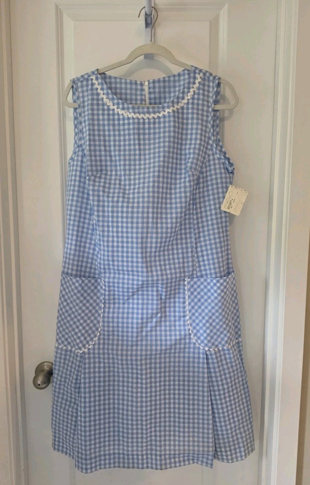 Vtg StationWagon Princess Peggy Gingham Dress NWT Donaldsons Ric Rac Pocket W 12