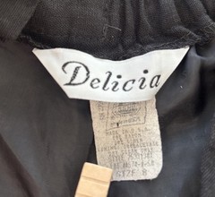 Vintage Delicia Black Pencil Midi Skirt With Button And Zipper Closure Size 8