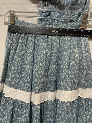 Handmade 1970s Women XS Blue Prairie 2 Piece Set Lace Trim Bohemian Vintage