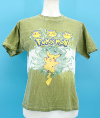 VTG Boy’s / Petite Women’s Y2K Olive Green Tie Dye Pokemon Pikachu T Shirt / Tee
