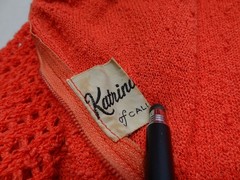 M Katrina Custom of California VTG Orange Knit Dress Evening Talon Long Sleeve