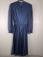 Vintage 80s Carriage Court Swing Dress 12 Blue Secretary Elastic Waist Pleated