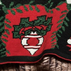 JJ Poole Ugly Christmas Sweater Size M Glitter Stocking Ornaments Vtg 1980s NEW