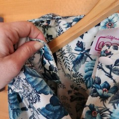 California Looks Vintage Floral Puff 3/4 Midi Tea Dress Linen Blend Pleat Sz 10P