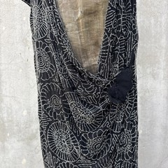 Antique 1920s Completely Beaded Flower Gown Silver Lamé Full Length Dress VTG