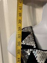 60s MOD Vintage Fredericks Black Silver Sequin Dress Party Gown Geometric Retro