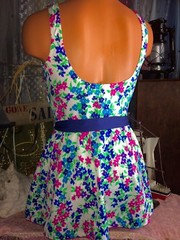 Vintage Barbie White Bright Rockabilly Sexy Gabar Swimdress Swimsuit 14 34 D