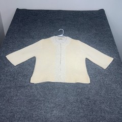 Vintage Lord & Taylor Beaded Cardigan Womens L Ivory Lambs Wool Angora Shrug