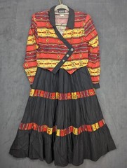 Roughrider 2 Piece Jacket & Crinkle Skirt Womens M Southwest Design USA Vintage