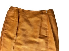 VTG Harve Benard 3pc Slit Skirt Suit Women Size 14 Camel Tan Short Sleeve Jacket