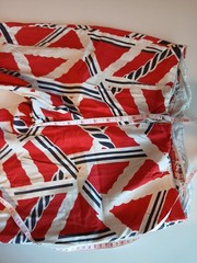 Vtg 70s Home Sewn Nautical Rope Print Pant Red White Blue Serval Zipper Wide Leg