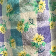 Vintage Dan Ellen House Coat Checkered Purple Blue White Yellow Flowers S-M