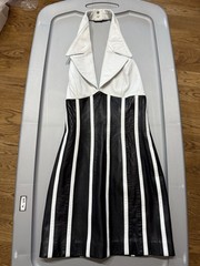 Vintage 1994 Michael Hoban Striped Leather Dress