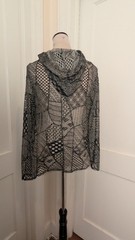 Vintage Bebe Addiction Criss Cross Drape Long Sleeve Laser Lace Top w/Hood-S USA
