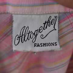 Vintage 70s Altogether Fashions Pink Plaid Shirtwaist Belted Dress M