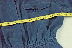 Vintage Eddie Bauer Dress Size S 90s Steel Blue Corduroy Collared Elastic Waist