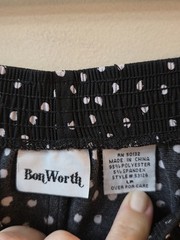 VTG BON WORTH USA MADE PL POLKA DOT CIRCLES SECRETARY SKIRT PETITE LARGE BLACK