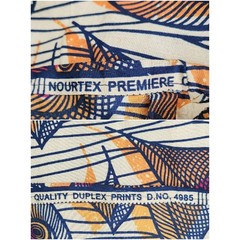 Vintage Wax Cotton Skirt Set Orange Yellow Peacock Print Ruffle Sleeve Large