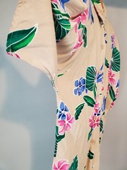 Vintage California Krush Tropical Floral Rayon Shirt M Shoulder Pads
