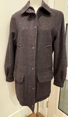 Vintage Destiny Bay Checked Tweed Wool Zip-Up Coat MEDIUM Dark Grey