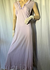 Vintage negligee Nightgown semi sheer Nylon sleeveless 52 France XL lavender 60s