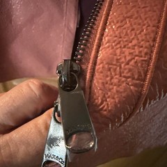 Max &Co. Womens Long Faux Leather Coat in Dusty Rose tag cut out