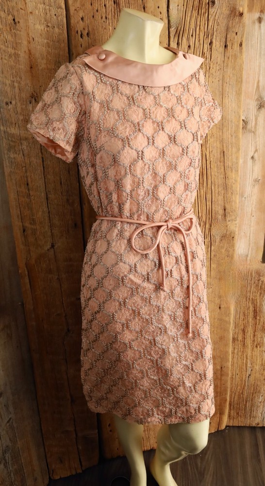 Vintage Mary Roberts New York Brocade Belted Dress Size 14 1/2