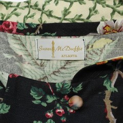 Vintage Susan McDuffie Atlanta Linen Chef Coat Jacket Art To Wear Floral L