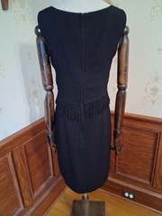 Vintage 1950s/1960s Mid-century Little Black Fringed Wiggle Cocktail Dress
