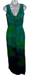 VTG 60s Custom Made Goddess Empire Bust Silk Chiffon Ruched Waist Maxi Dress S