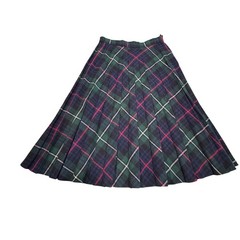 VTG Plaid Pleated Skirt Womens 26 IN Waist Midi Dark Academia Preppy Wool Blend