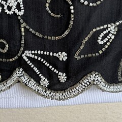 Vtg Laurence Kazar New York Evening Top Large Black Silver White Beaded Sequin