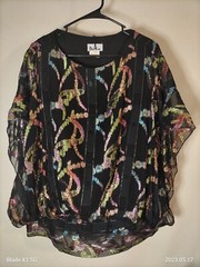 VTG USA Beautiful Multi Color Party Blouse Shiny Sheer Embroidery Size 11/12