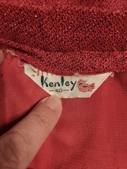 Vintage 2pc MCM Red Shimmer Top/ Skirt Retro Size 4/6 KENLEY Mad Men