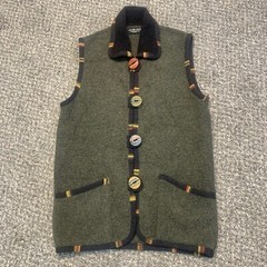 Norah Curtis Canada Vintage Wool Silk Art To Wear Novelty Vest Green Multi SP
