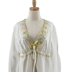 VTG 70s JCPenney Peignoir Set M/L Embroidered Lace Romantic Cottage Prairie Boho