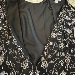 Vtg Laurence Kazar New York Evening Top Large Black Silver White Beaded Sequin