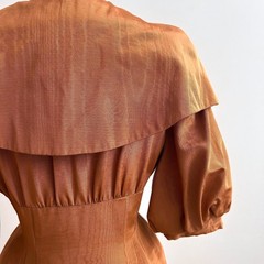Victor Costa Vintage Party Dress Crytal Jewel Buttons sz 8 Copper 1980s Cocktail