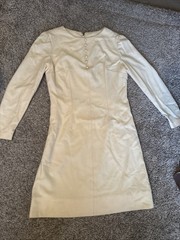 1960s Cream White Wool Longsleeve Shift Dress Winter Bridal