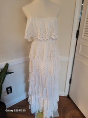 Vintage 1970’s Marita by Anthony Muto Cotton Eyelet Tiered Strapless Dress