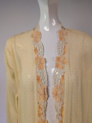EDWARDIAN SWISS DOT MUSLIN JACKET W BEAUTIFUL FLORAL EMBROIDERED EDGES