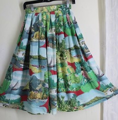 Estate AS IS VINTAGE Hawaii DIAMOND HEAD LADY FULL SKIRT 23″W XS 0 2 handmade